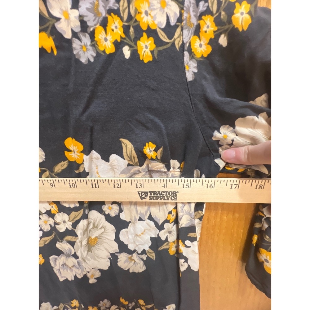 Old Navy Floral‎ Shift Dress Navy Blue Yellow Ruffle Sleeve XS Womens - Picture 9 of 10